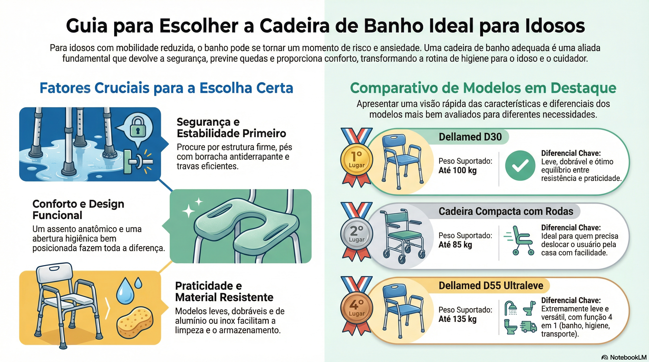 Melhores Cadeiras de banho para idosos infografico