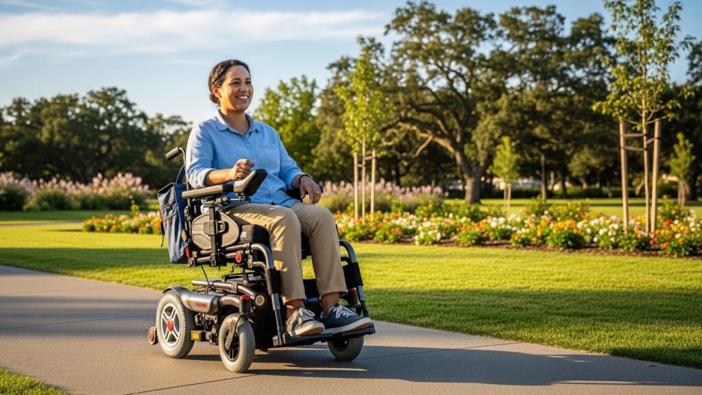 Cadeira de rodas motorizada oferecendo autonomia e mobilidade
