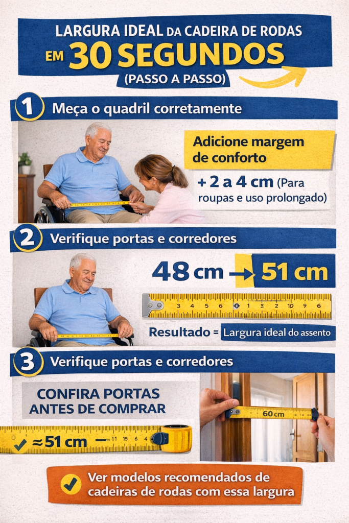 Largura ideal da cadeira de rodas: passo a passo para medir e escolher corretamente
