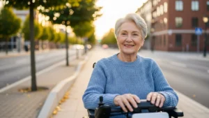 Cadeira de rodas motorizada para idosos em uso diário com conforto e segurança