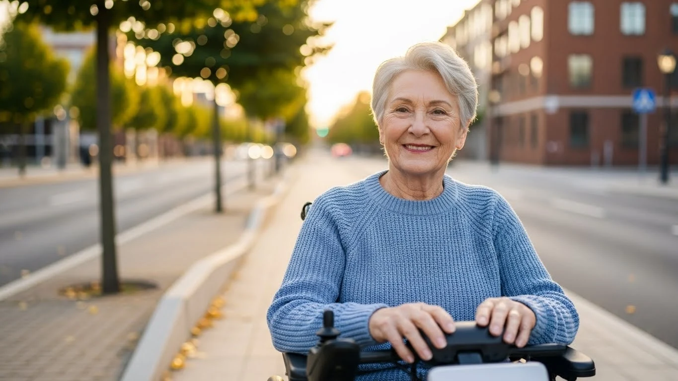 Cadeira de rodas motorizada para idosos em uso diário com conforto e segurança