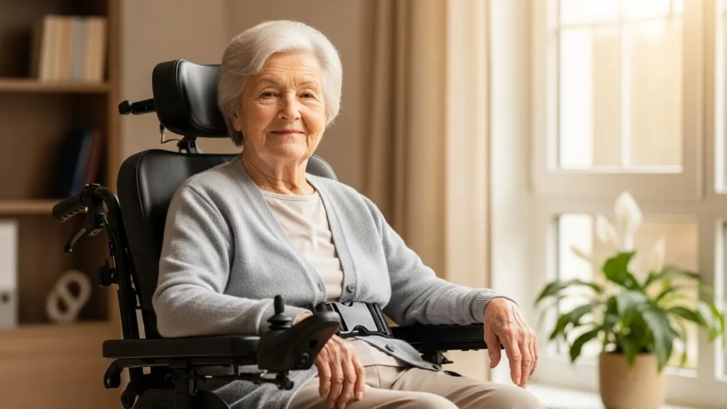 Conforto e postura em cadeira de rodas motorizada para idoso